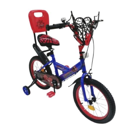 صورة دراجة سبايدرمان أزرق وأحمر مقاس 12,14,16